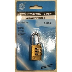 PadLock 3 Digit Brass