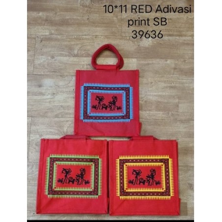 10*11 RED Adivasi Print  SB