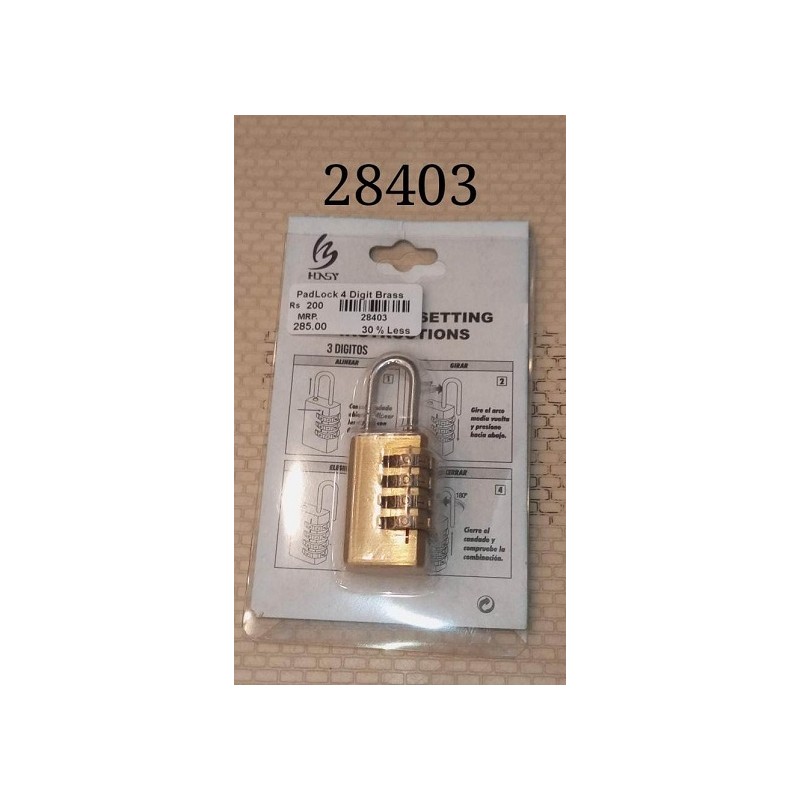 PadLock 4 Digit Brass