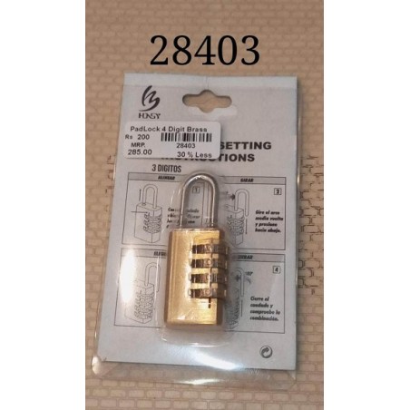 PadLock 4 Digit Brass