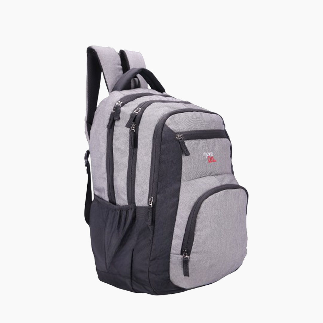 Gray and black backpack on a white background Off White
