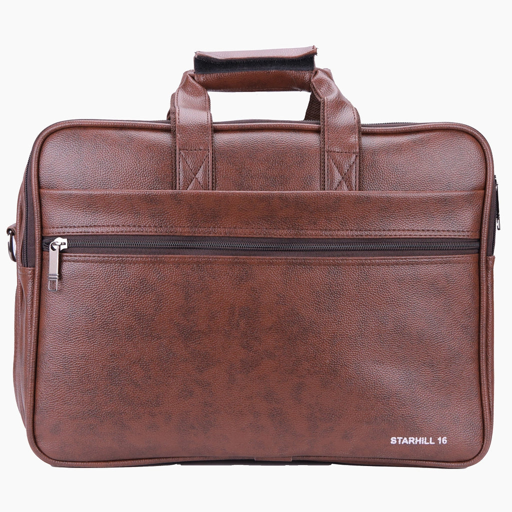 StarHill PU Leather Office Bag–Expandable Laptop & Document Bag.