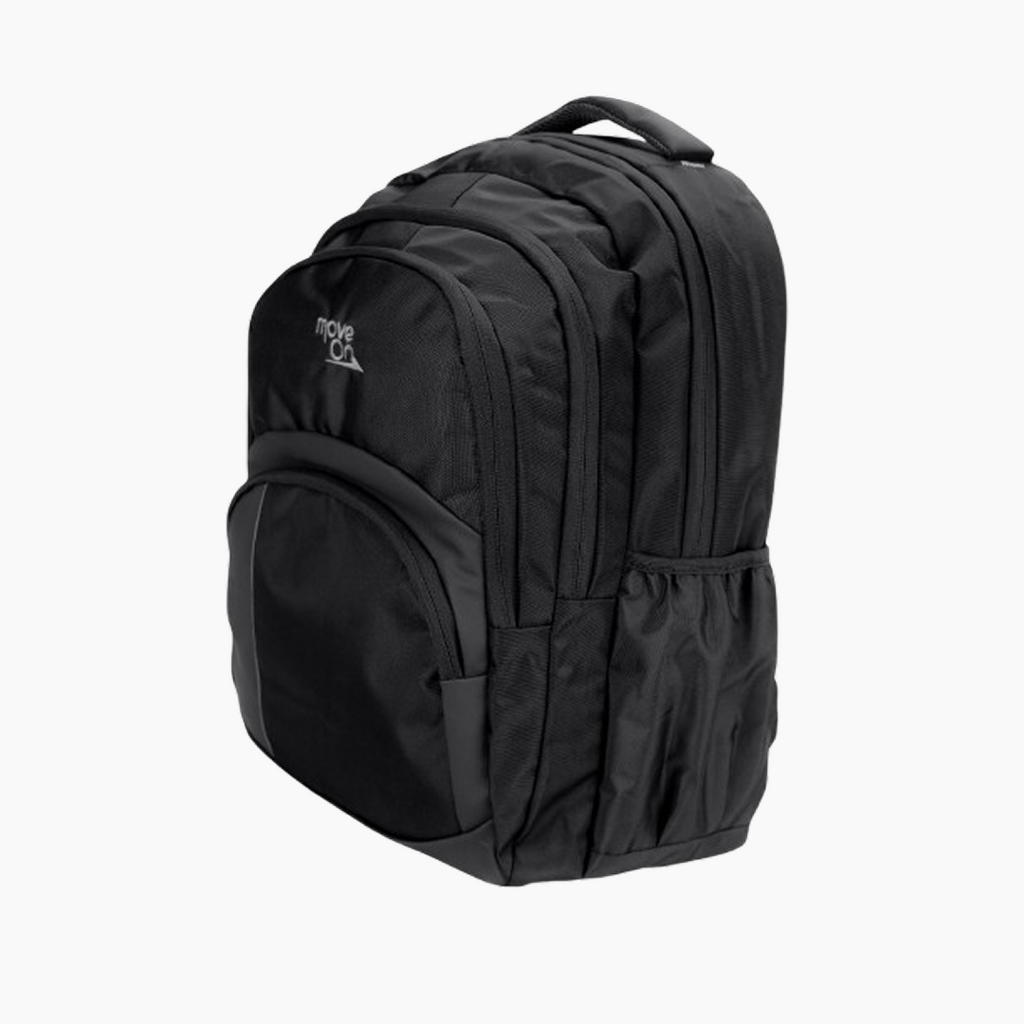 Black backpack with a brand logo on a white background -Black