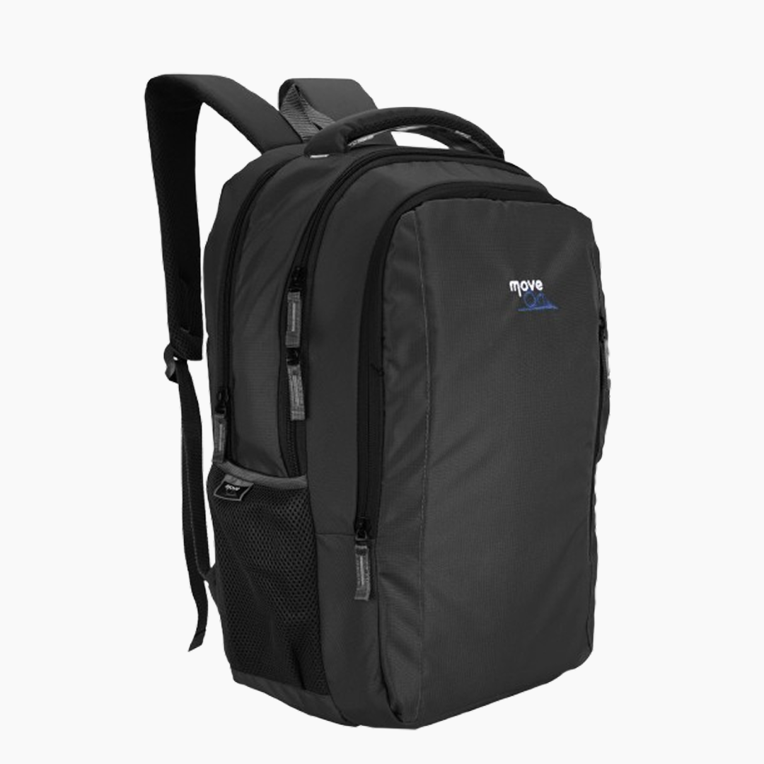 Black backpack with visible brand logo on a white background -Black