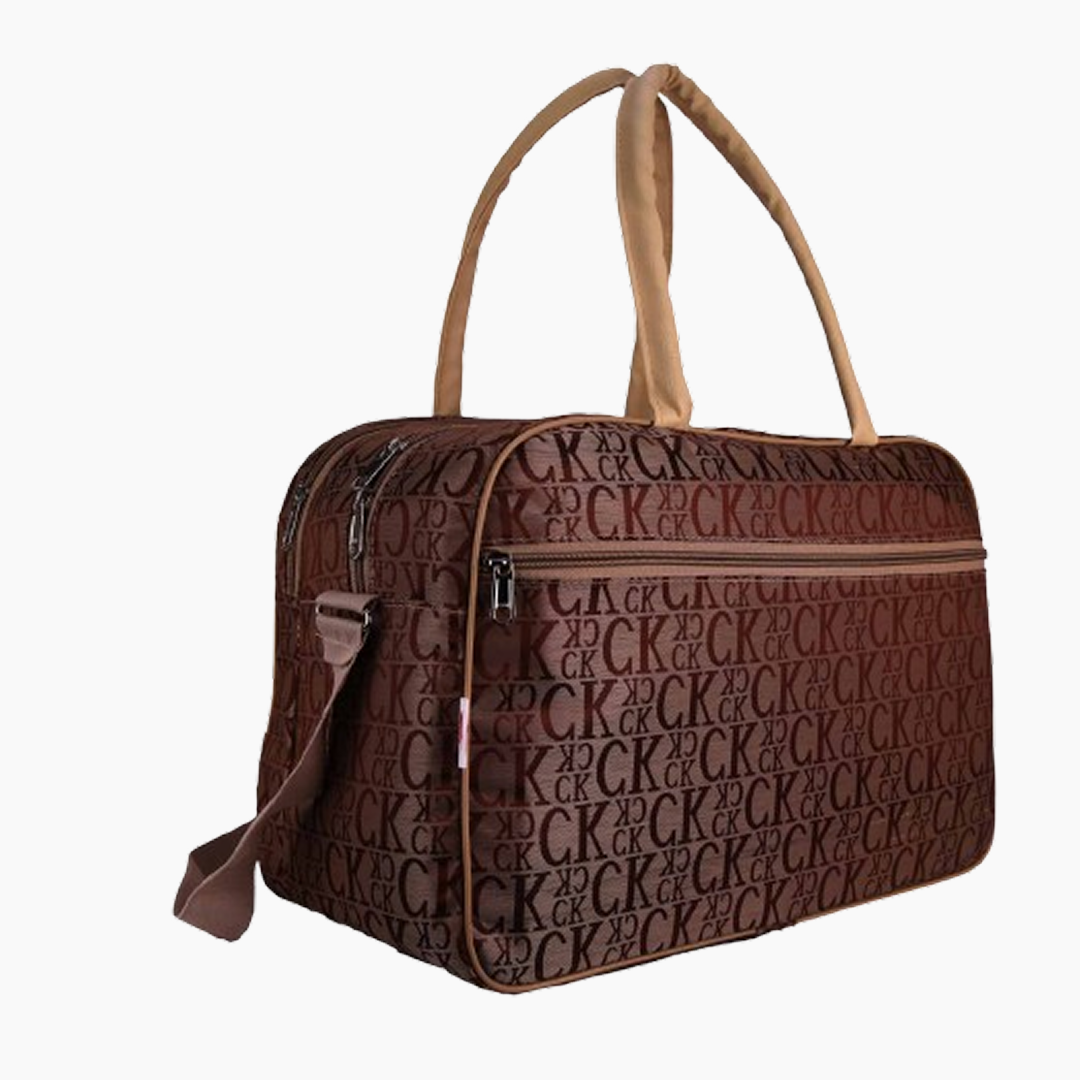 Brown handbag with a pattern on a white background -Brown