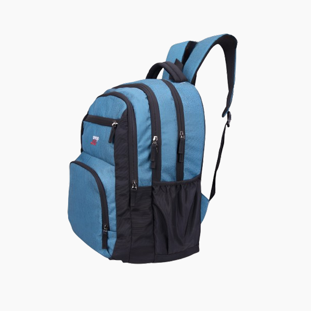 Blue and black backpack on a white background -Blue