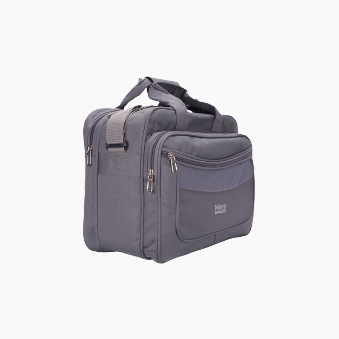 Gray bag with multiple zippers on a white background -Gray