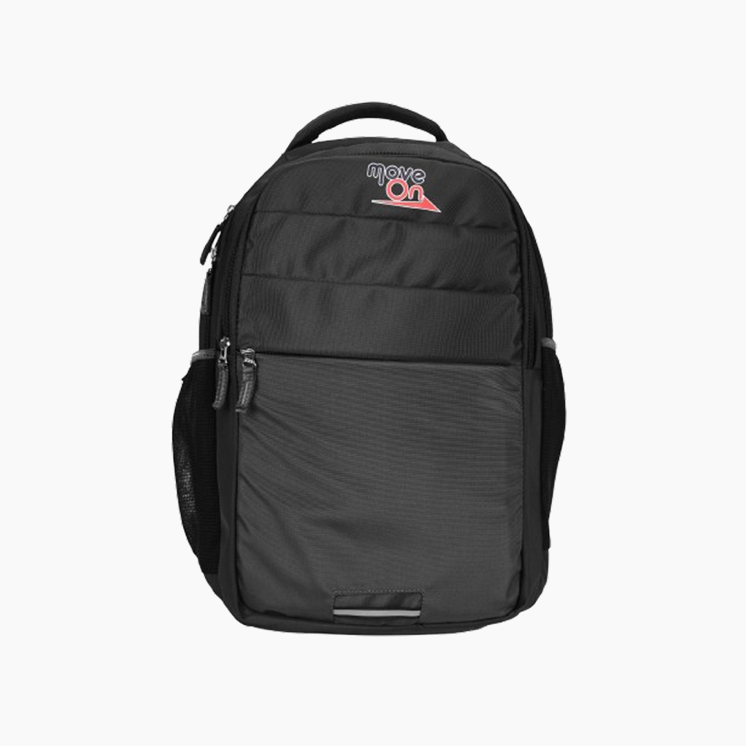Black backpack with a brand logo on a white background -Black