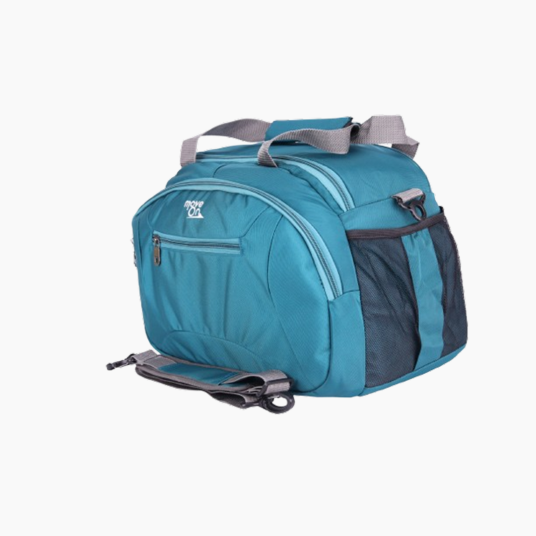 Teal and gray backpack on a white background -Blue