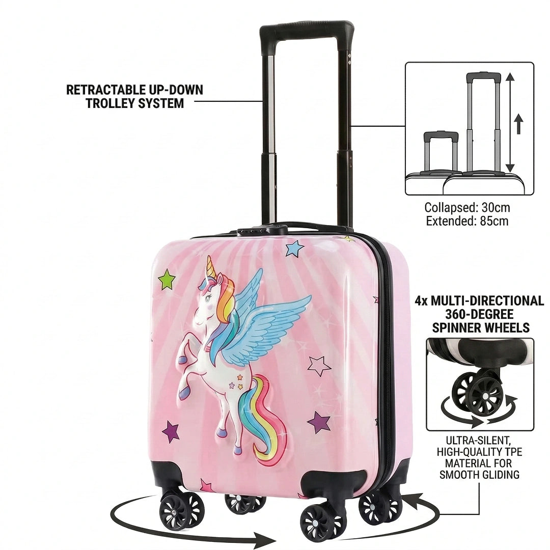 Kids Cartoon Travel Trolley Bag Lightweight Carry On Suitcase for Children -Unicon