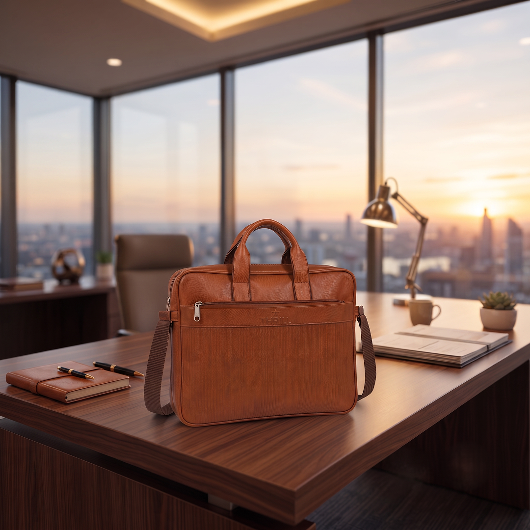 Heydar Office Laptop Bag -TAN