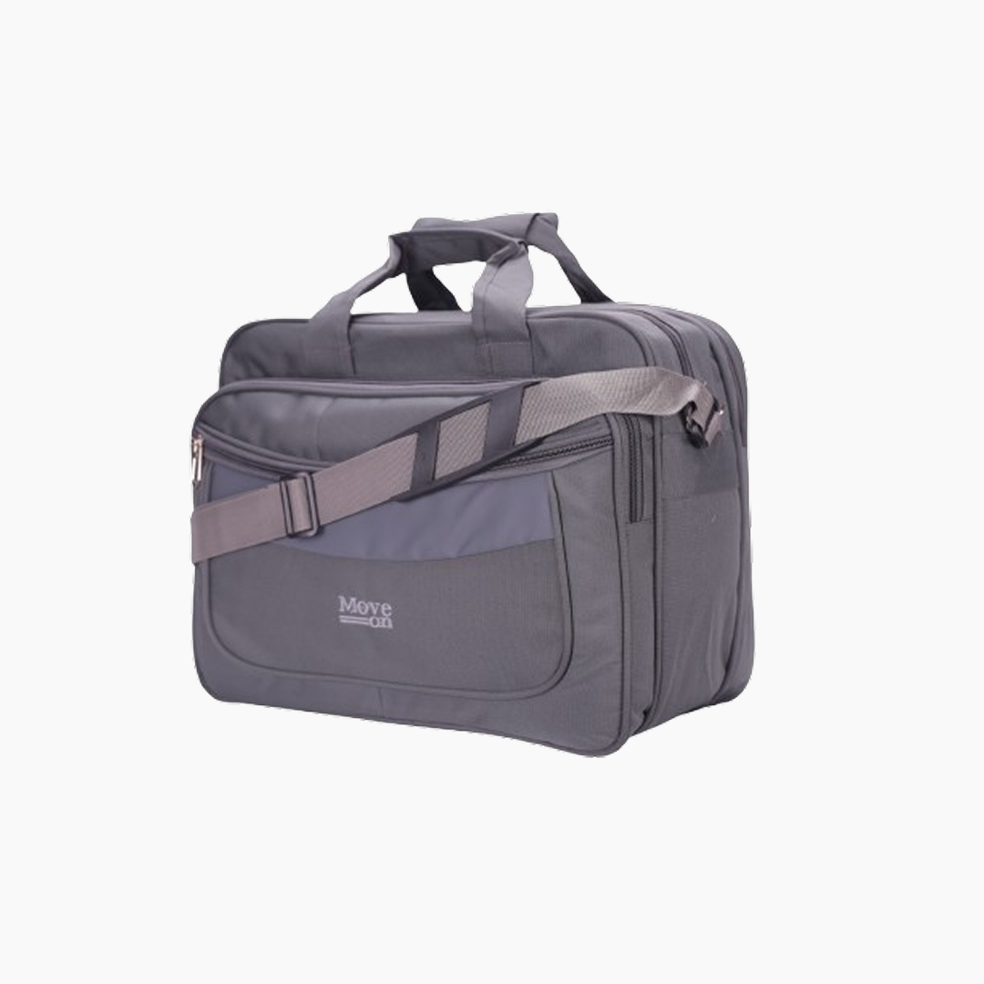 Gray travel bag with a shoulder strap on a white background -Gray