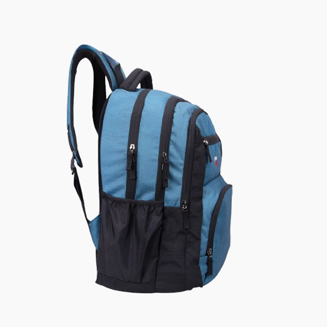 Blue and black backpack on a white background -Blue