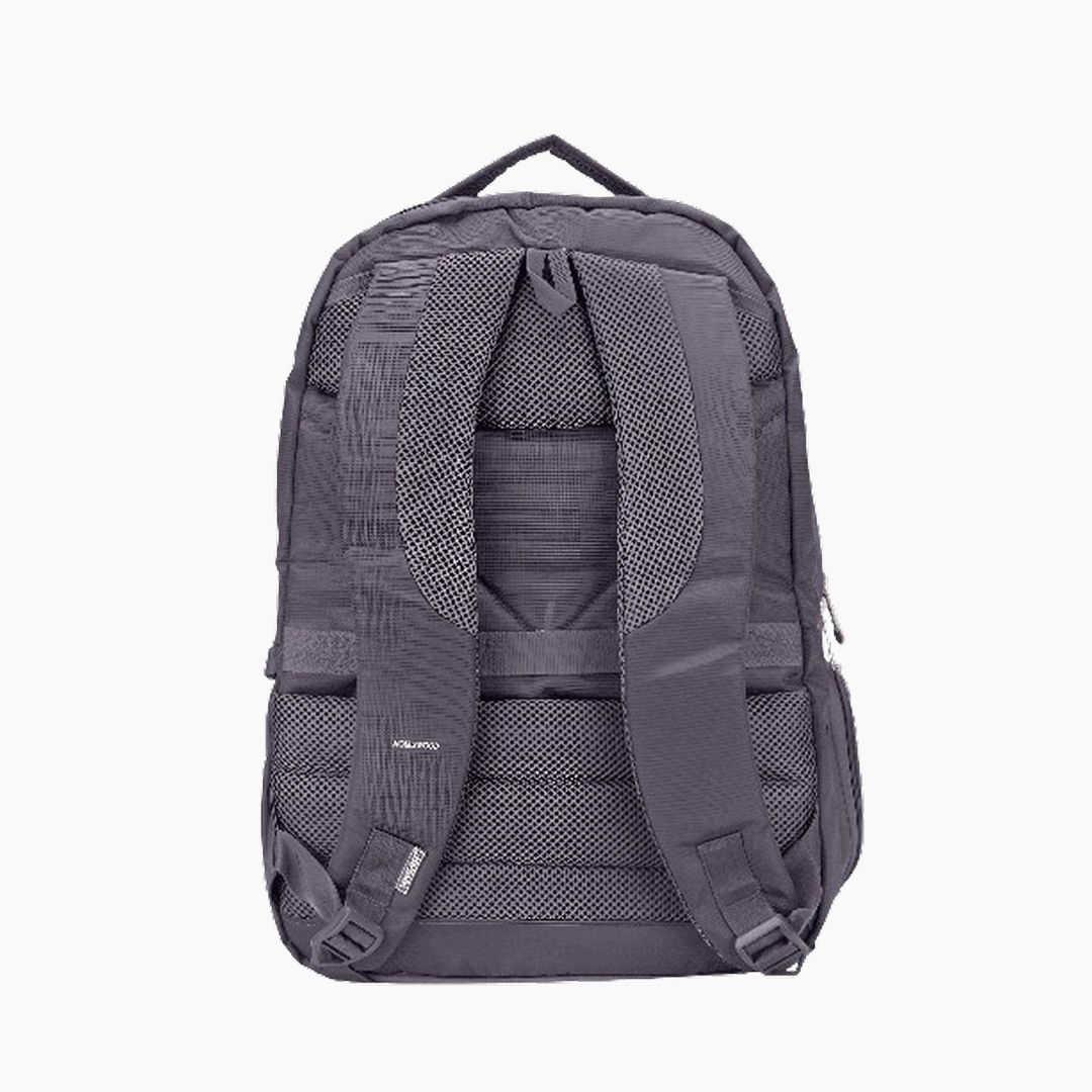 Gray backpack with visible branding on a white background -Grey